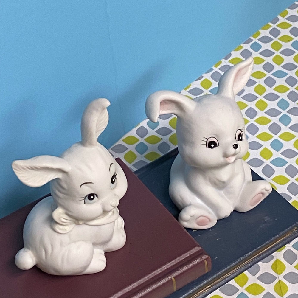 Vintage Homco white porcelain Bunnies - Picture 3 of 10